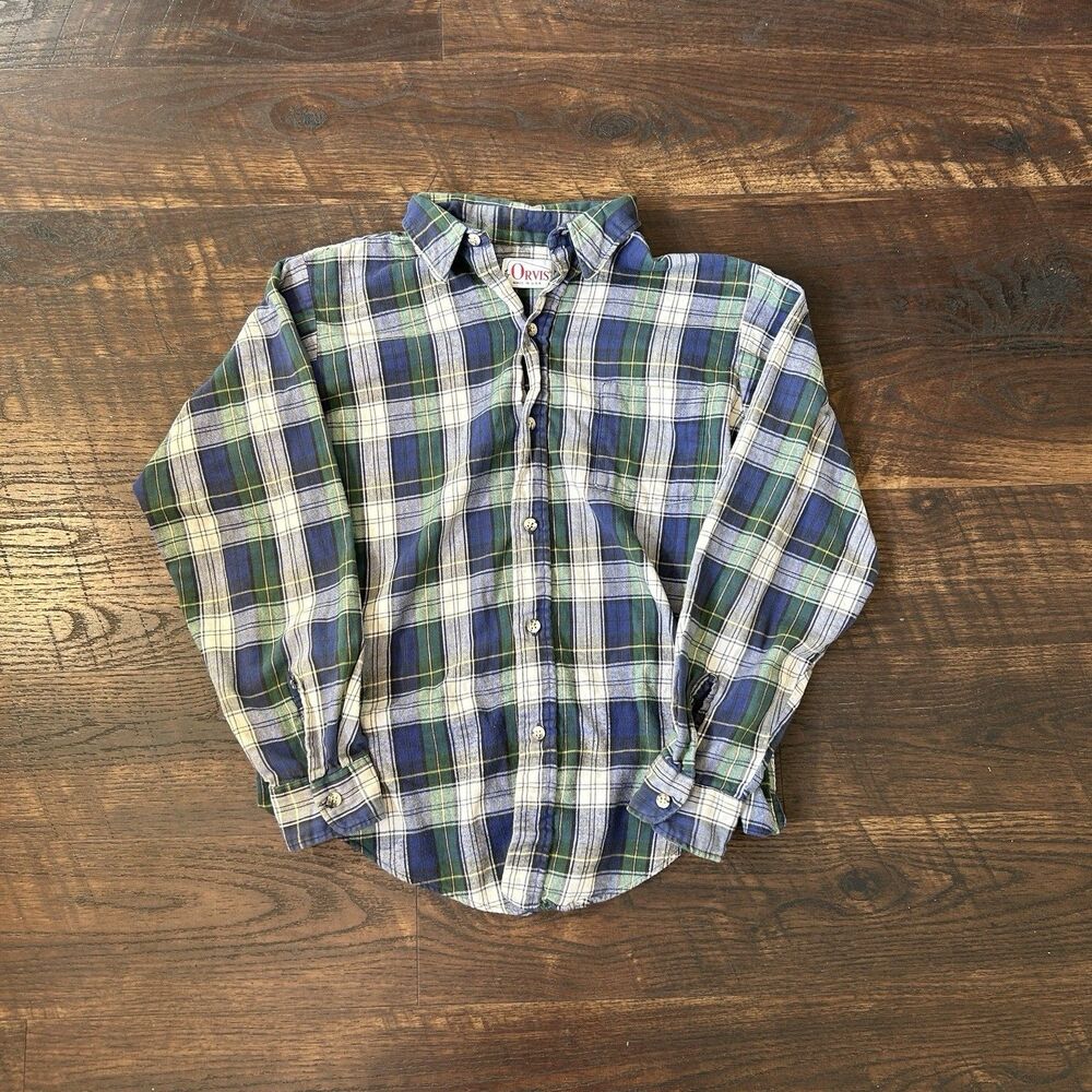 Vintage 80s 90s Orvis Flannel Shirt Made USA Plaid Cotton Button Down Mens M